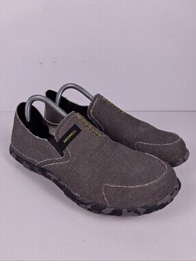 Merrell Charley Slip-On Moccasin Slippers Mens 9 Charcoal Grey Canvas Casual